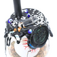 Top angled view of Large Protection Spell Jar showing quartz point, blue evil eye beads and black wax detailing