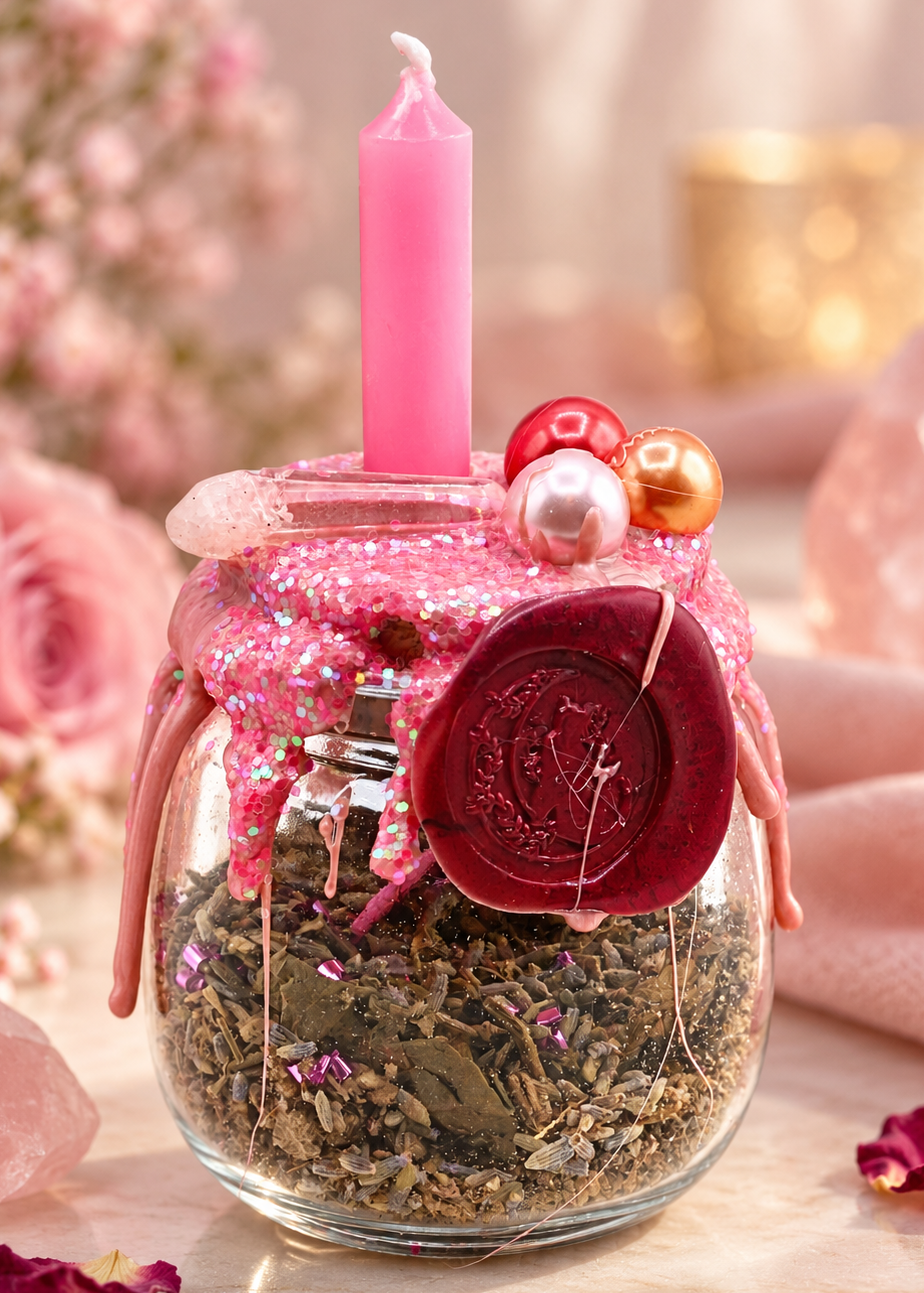 Self-Love Spell Jar on background