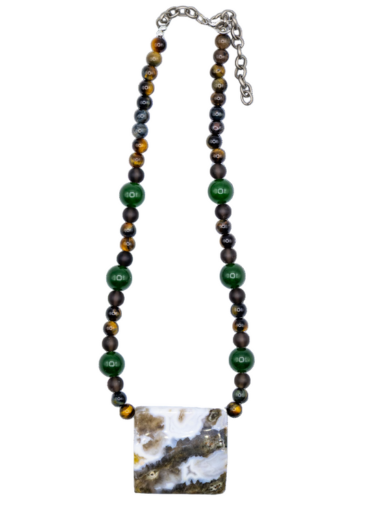 Ocean Jasper Hand Beaded Necklace
