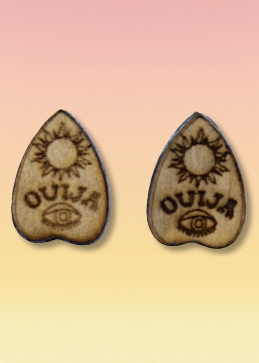 ouija planchette wooden earrings
