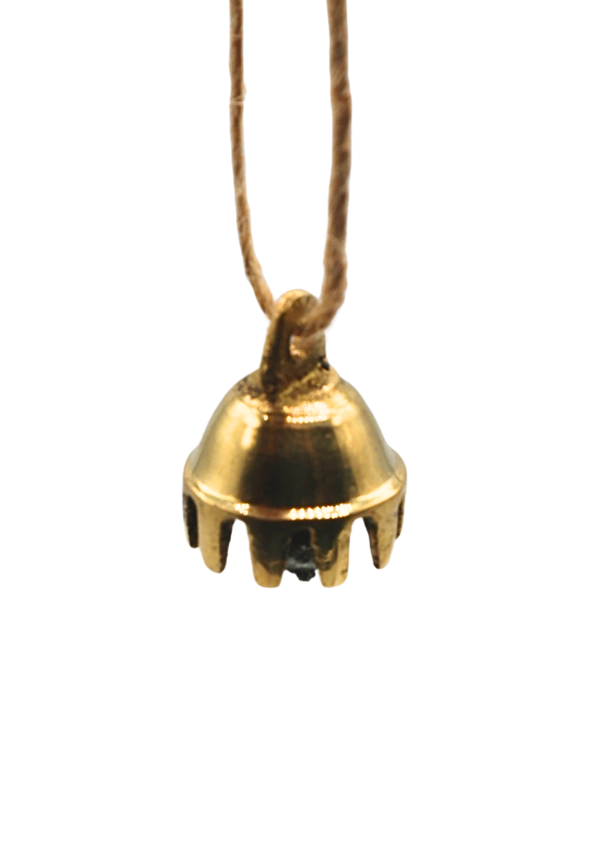 Close-up of the gold bell on the pentacle wreath ornament