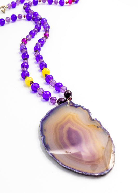 Purple Agate Slice Necklace