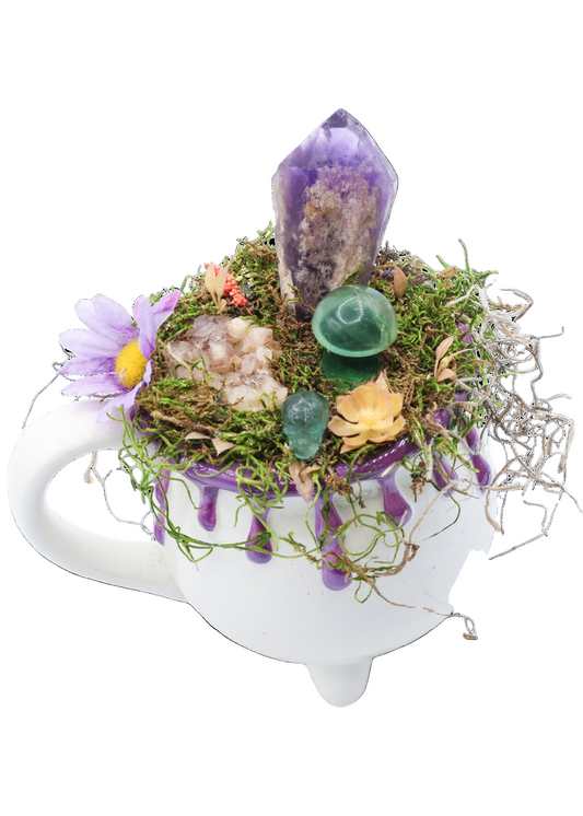 Purple Ceramic Mug Cauldron Crystal Sculpture top