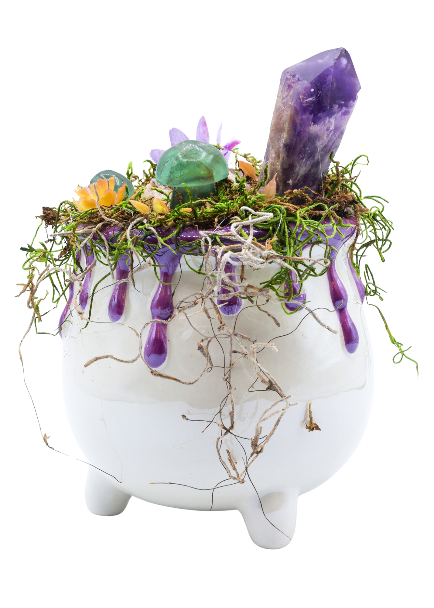 Purple Ceramic Mug Cauldron Crystal Sculpture side
