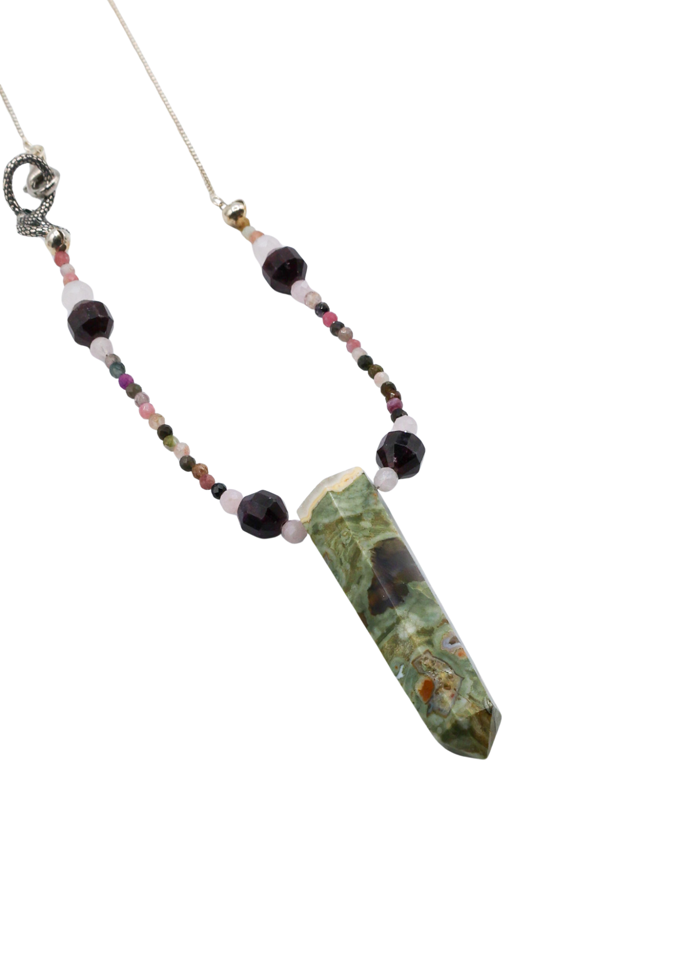 Rhyolite Pendant Hand-Beaded Necklace pendant