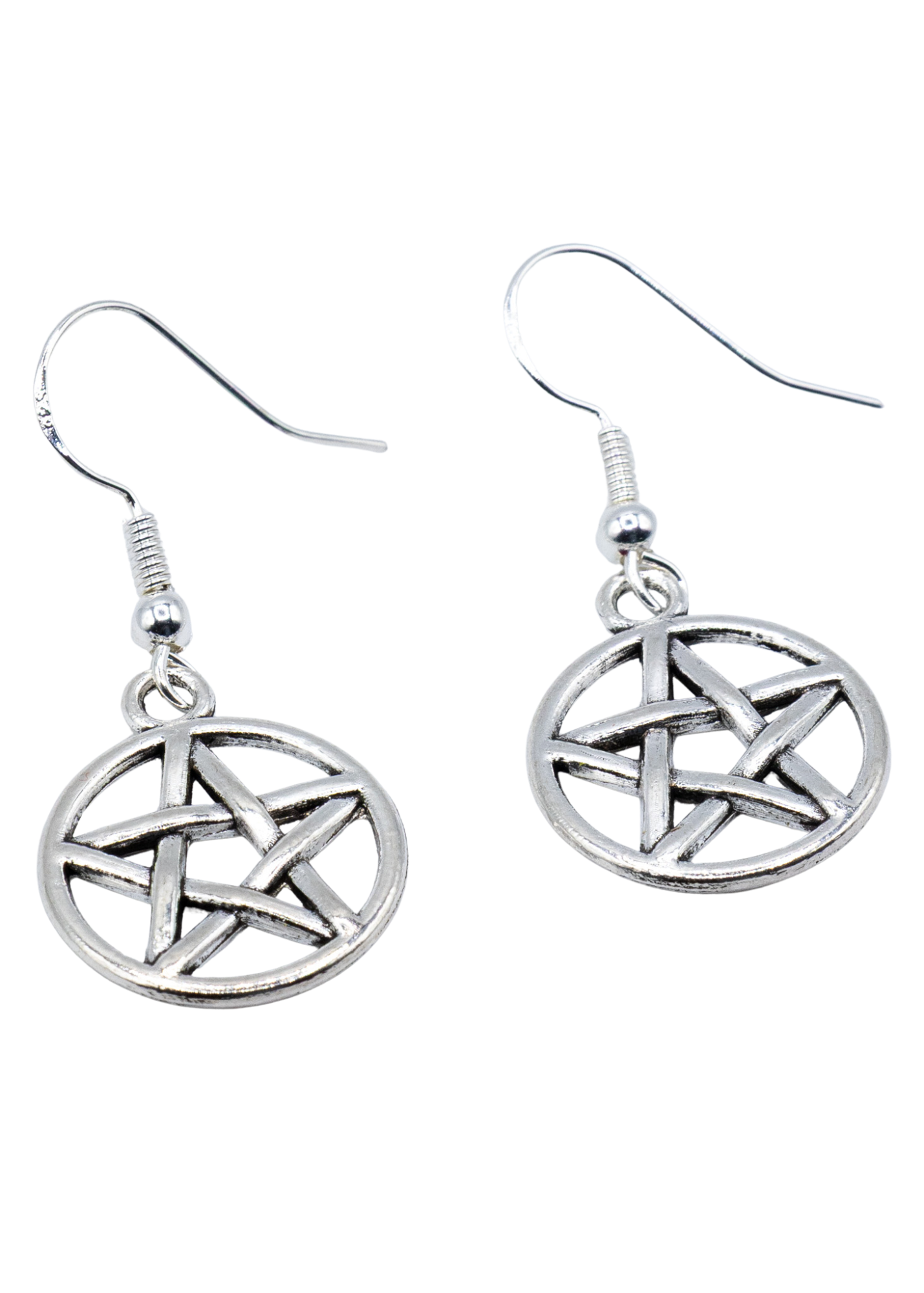 hypoallergenic pentacle earrings angle
