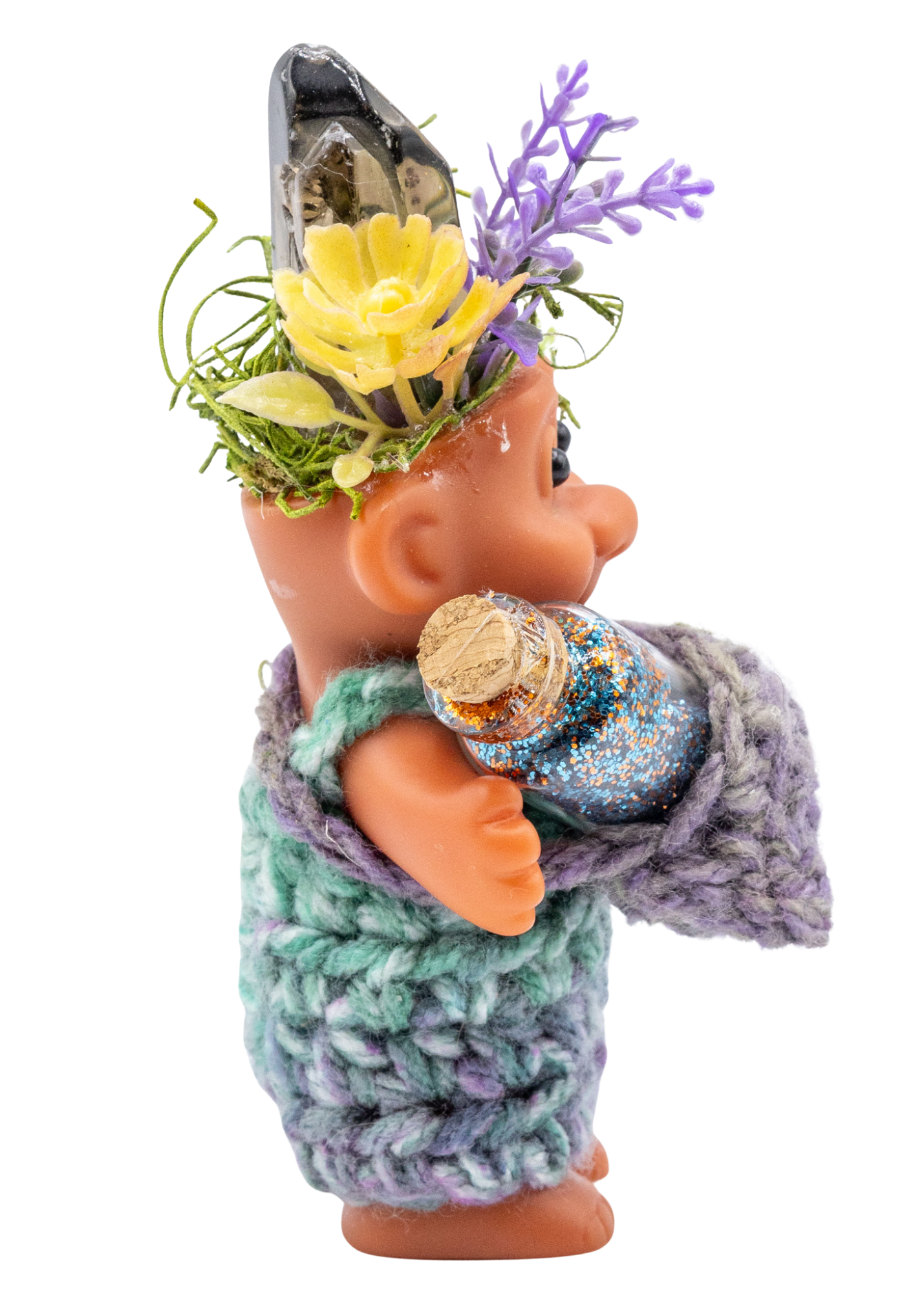 Smoky Quartz Crystal Troll Doll Sculpture right