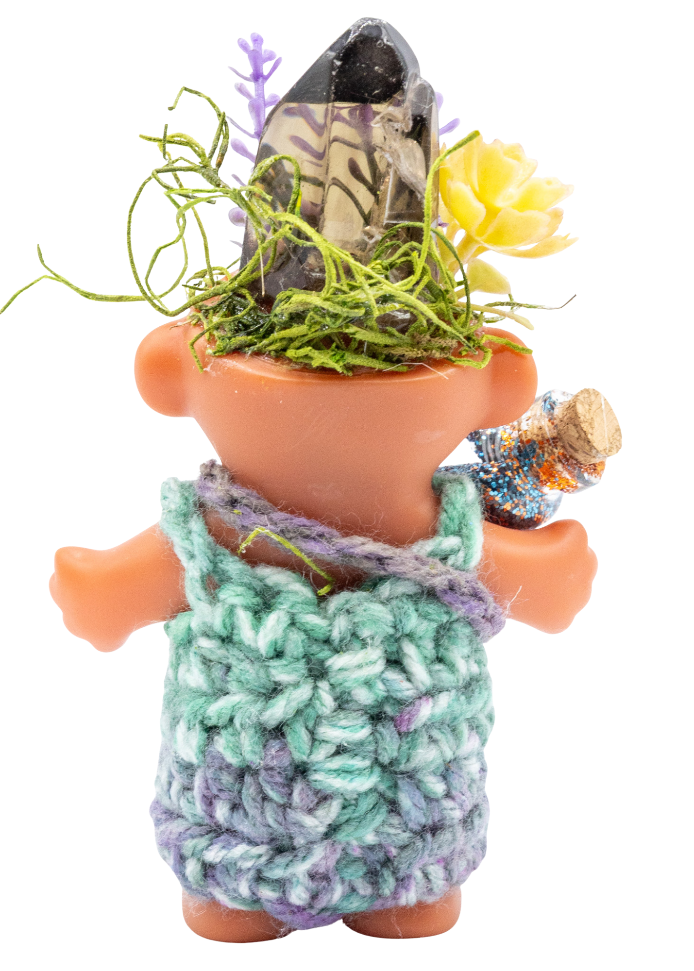 Smoky Quartz Crystal Troll Doll Sculpture back