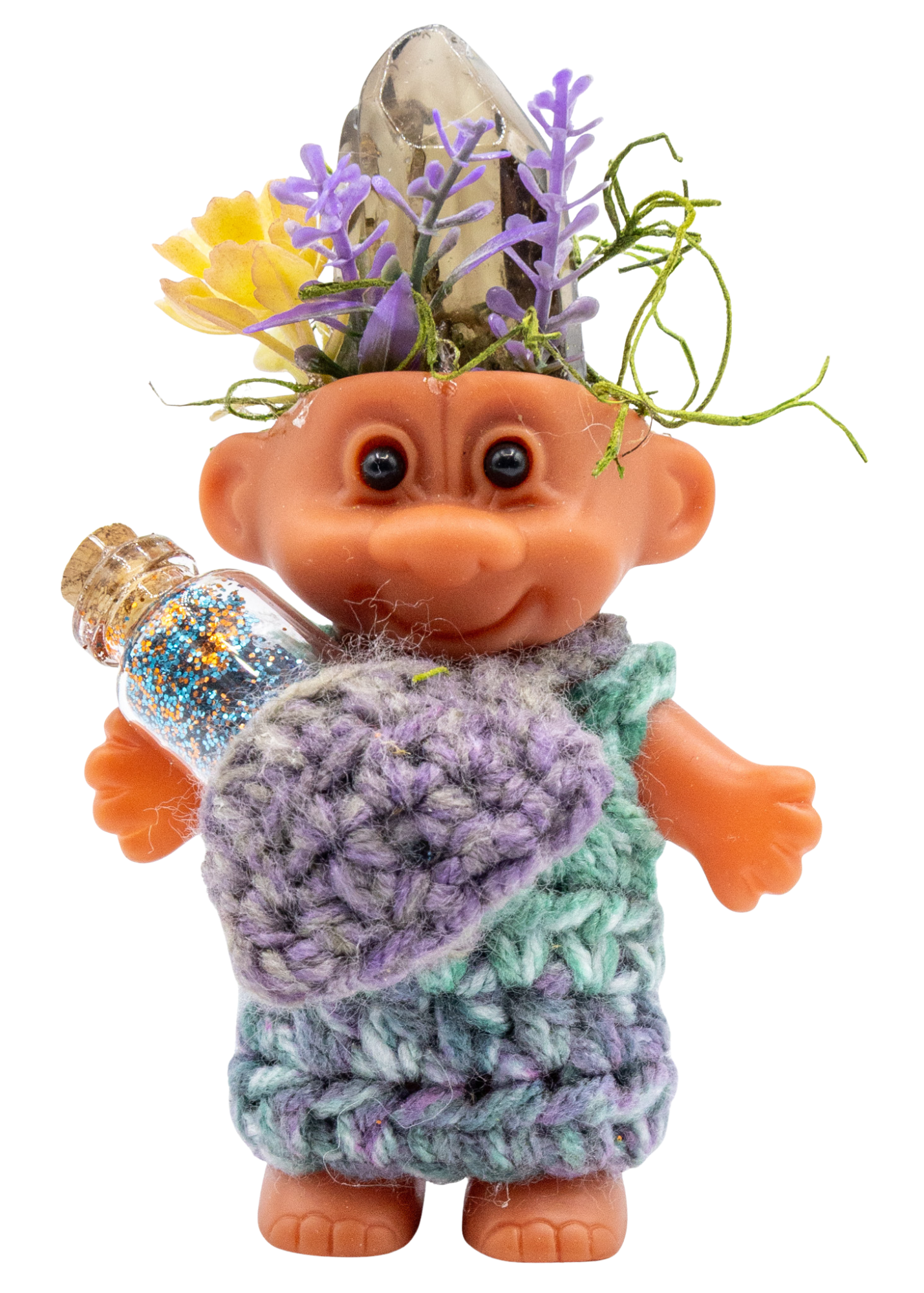 Smoky Quartz Crystal Troll Doll Sculpture