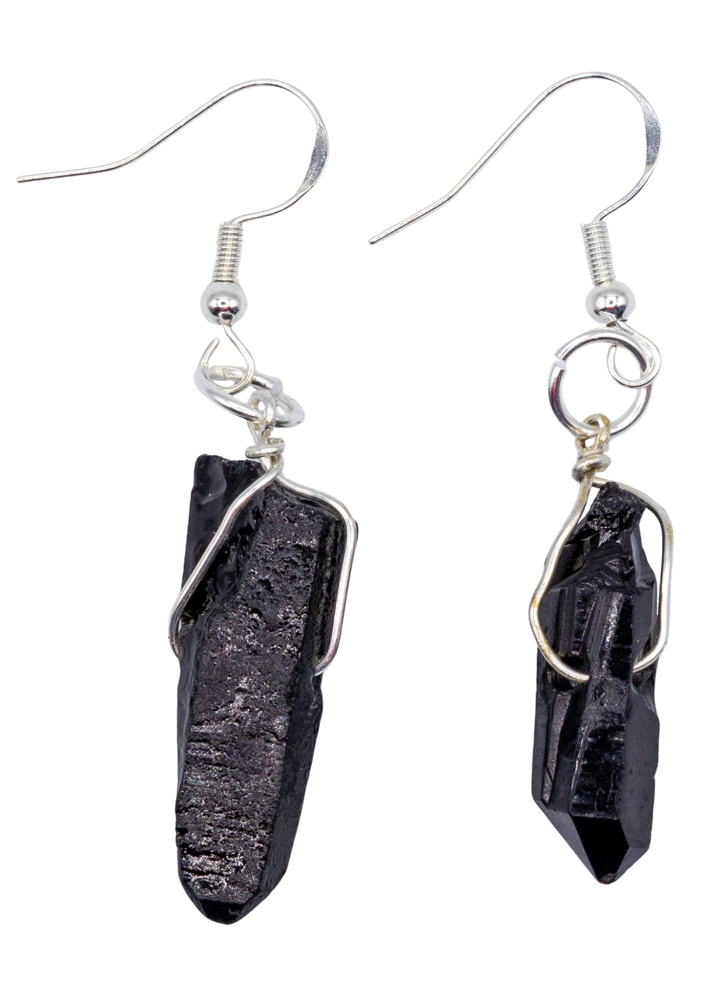 Silver Smoky Quartz Wrapped Earrings pair