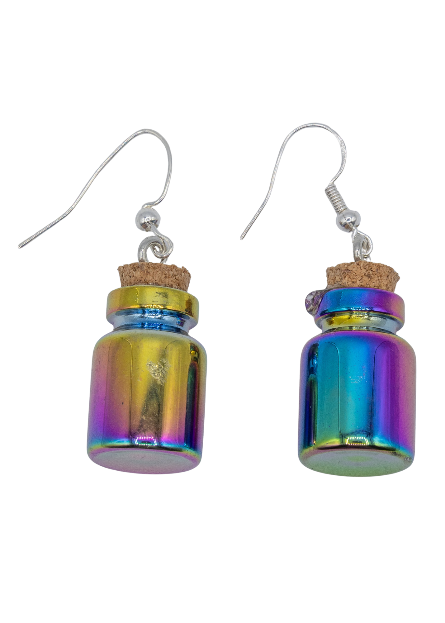 Iridescent Spell Bottle Earrings pair
