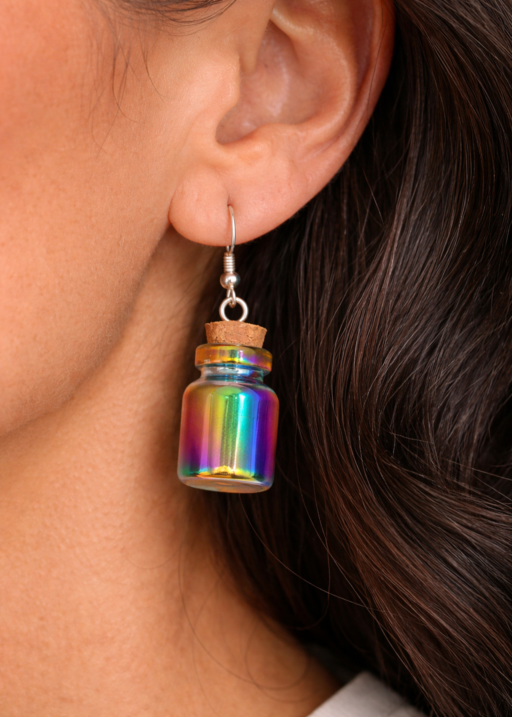 Iridescent Spell Bottle Earrings