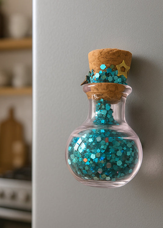 Glittery Fairy Spell Jar Magnet