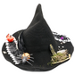 One-of-a-kind spider witch hat decorated by Tracie with glitter spiders, spiderweb ribbon, white stars, pumpkins and feathers