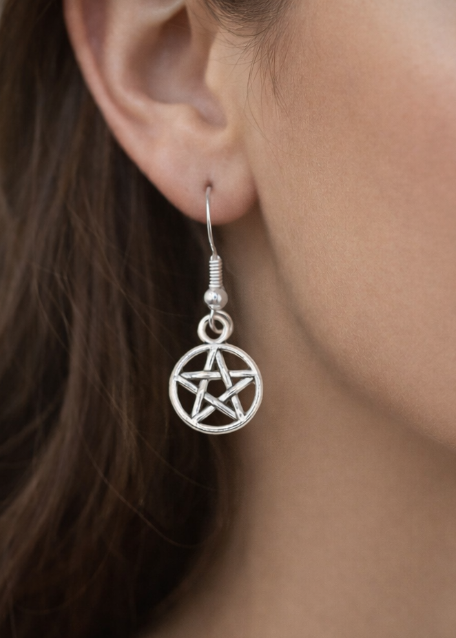 hypoallergenic pentacle earrings