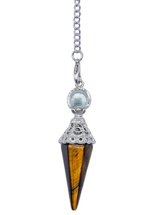 Ornate Tigers Eye Crystal Pendulum