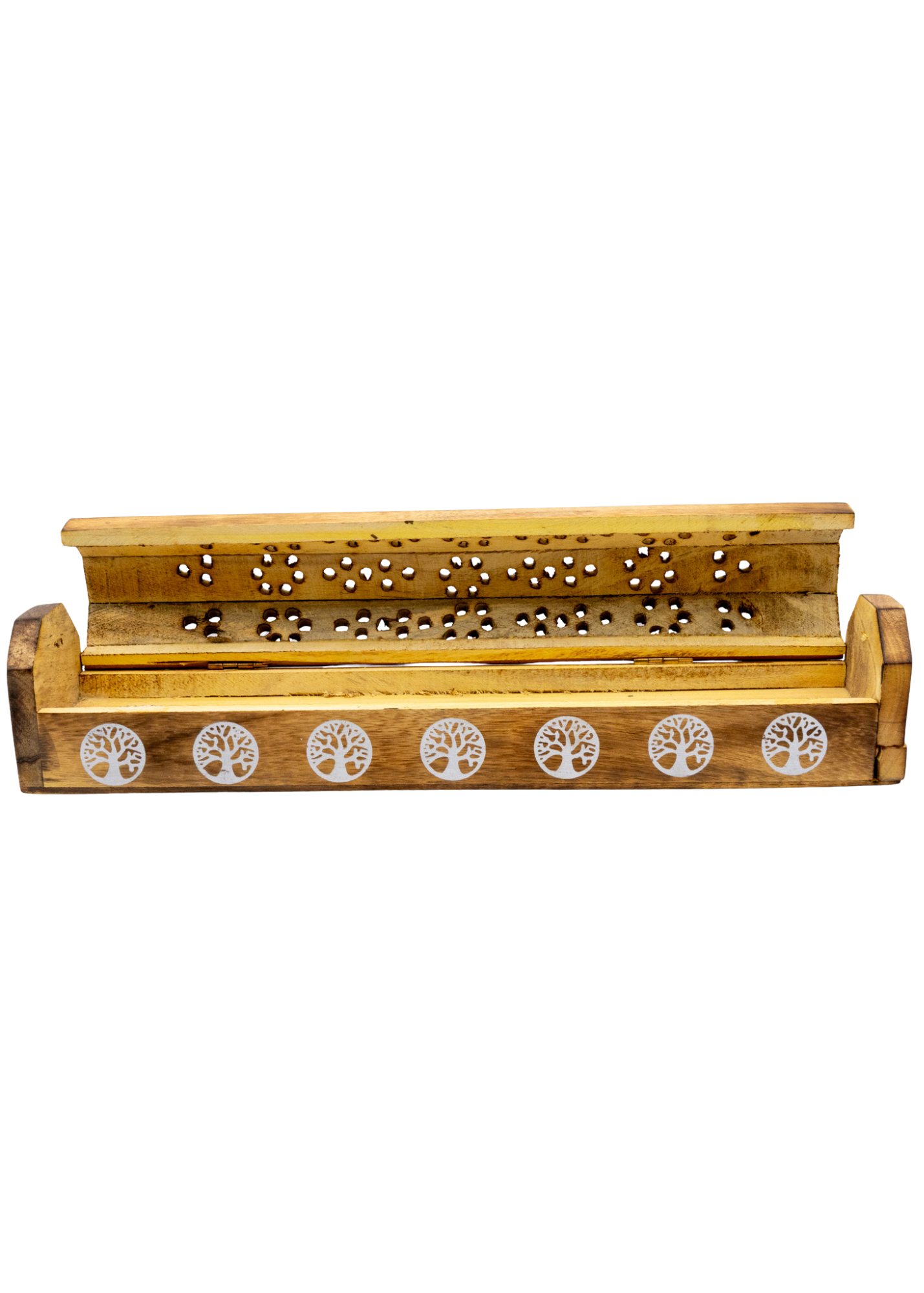 Tree of Life Coffin Incense Burner lid open