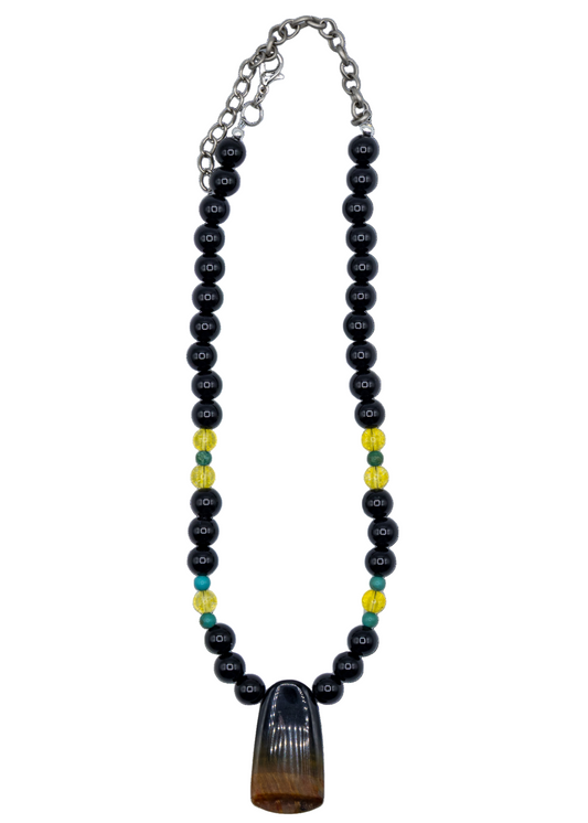 Tricolor Tigers Eye Hand Beaded Necklace