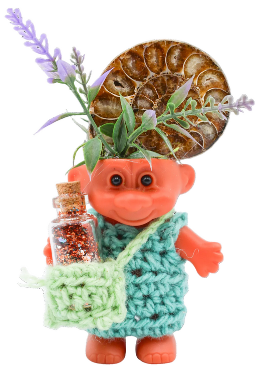 Ammonite Crystal Troll Doll Sculpture