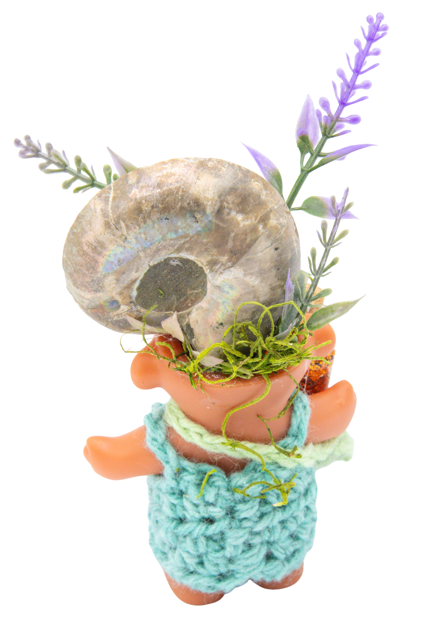 Ammonite Crystal Troll Doll Sculpture back angle