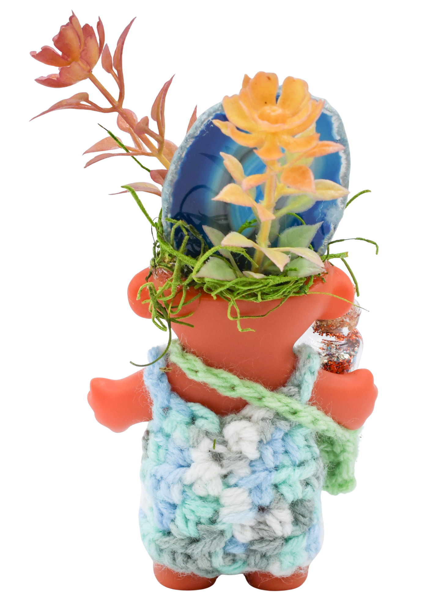 Blue Agate Slice Crystal Troll Doll Sculpture back