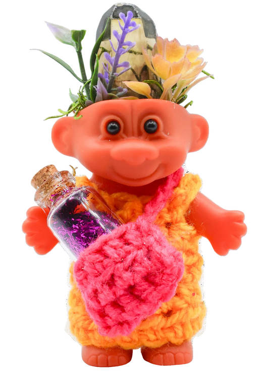 Smoky Quartz Crystal Troll Doll Sculpture