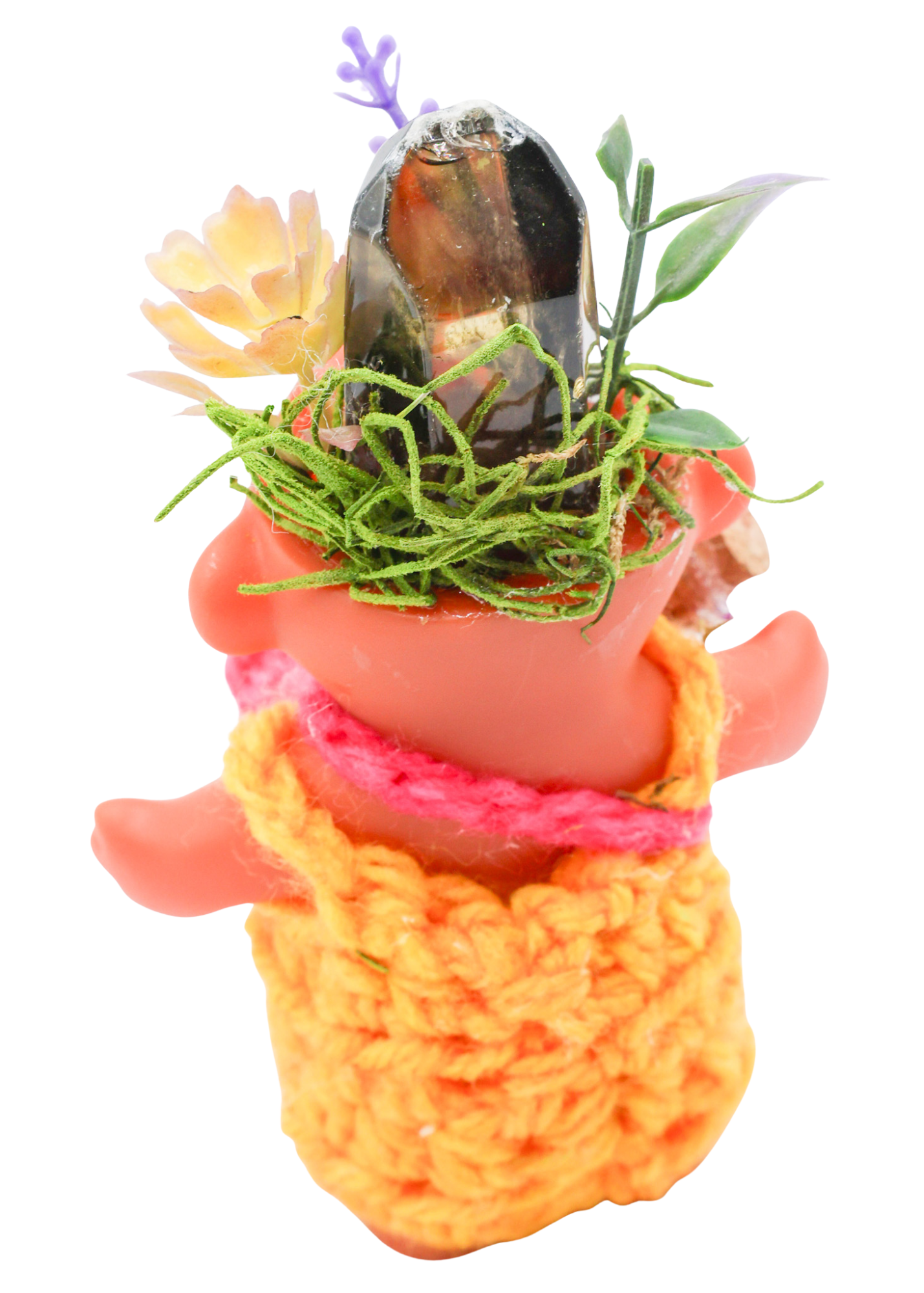 Smoky Quartz Crystal Troll Doll Sculpture back angle