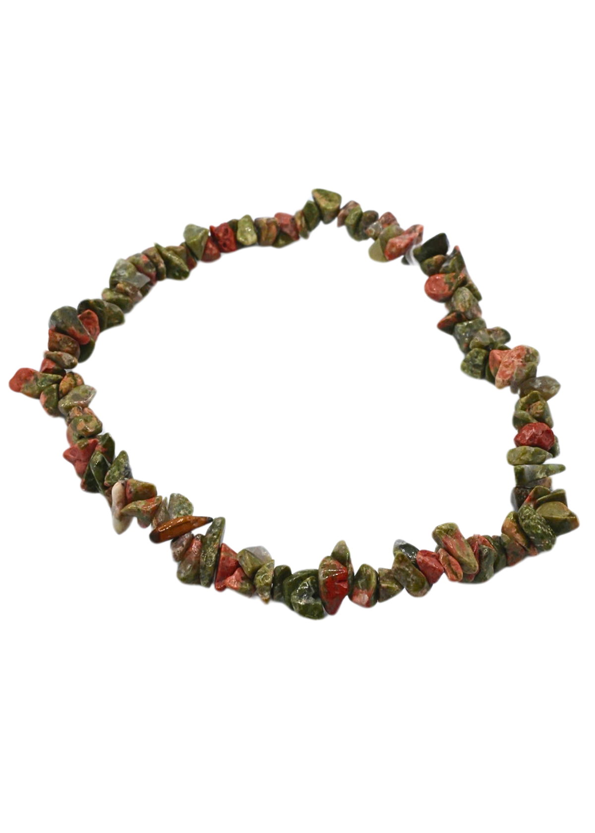 Unakite Chip Stretch Bracelet angled view