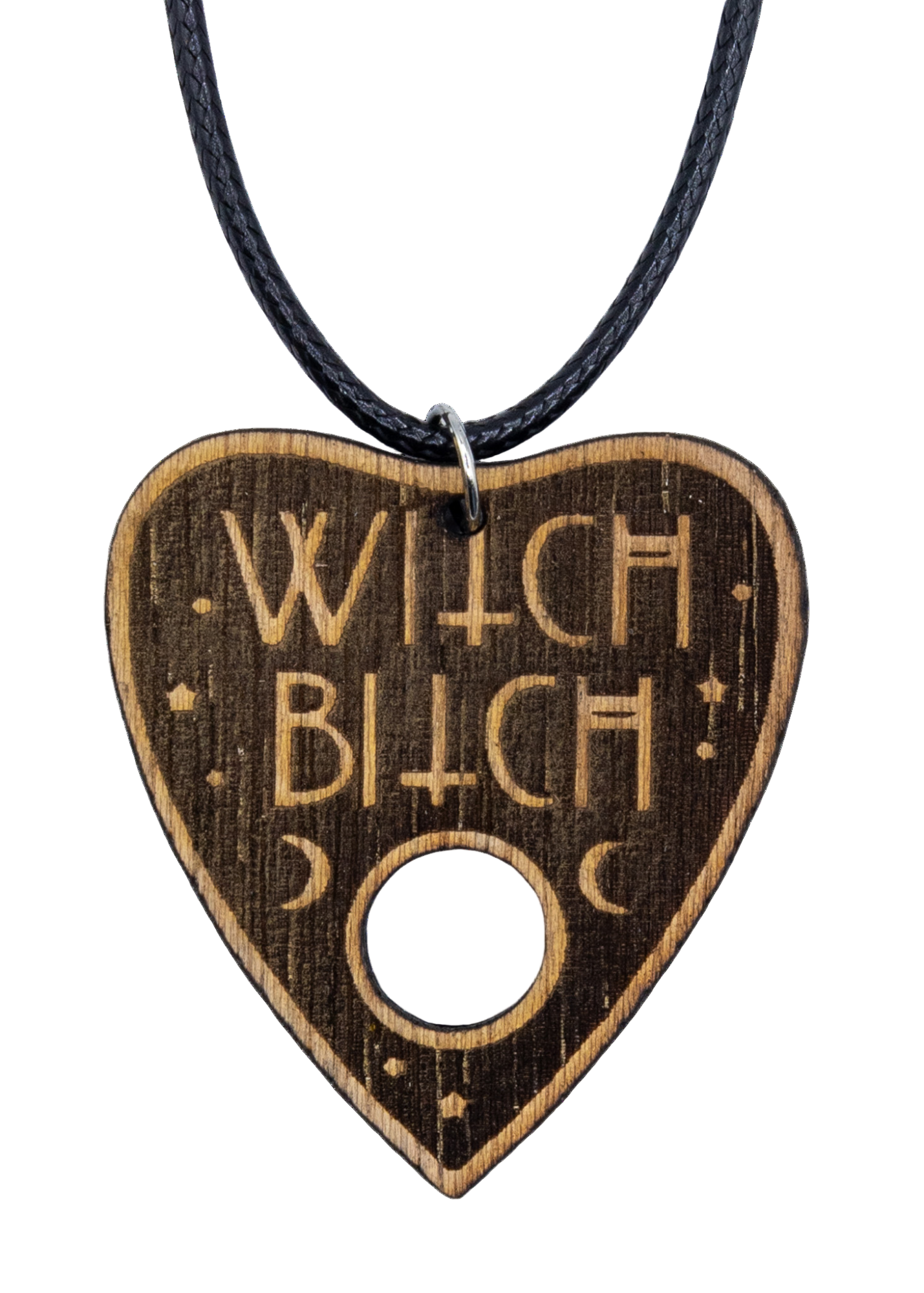 witch bitch wood necklace