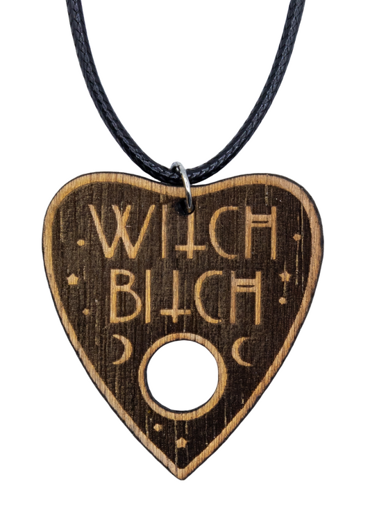 witch bitch wood necklace