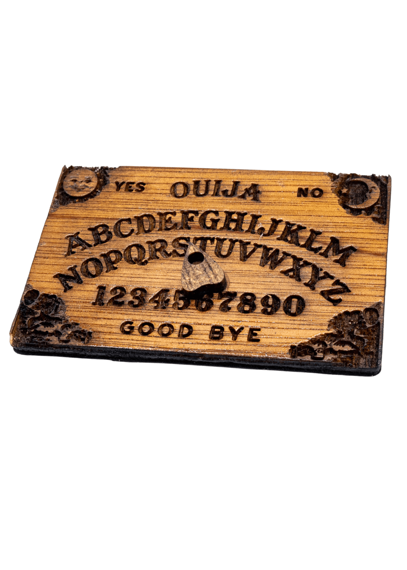 wooden Ouija board magnet with planchette