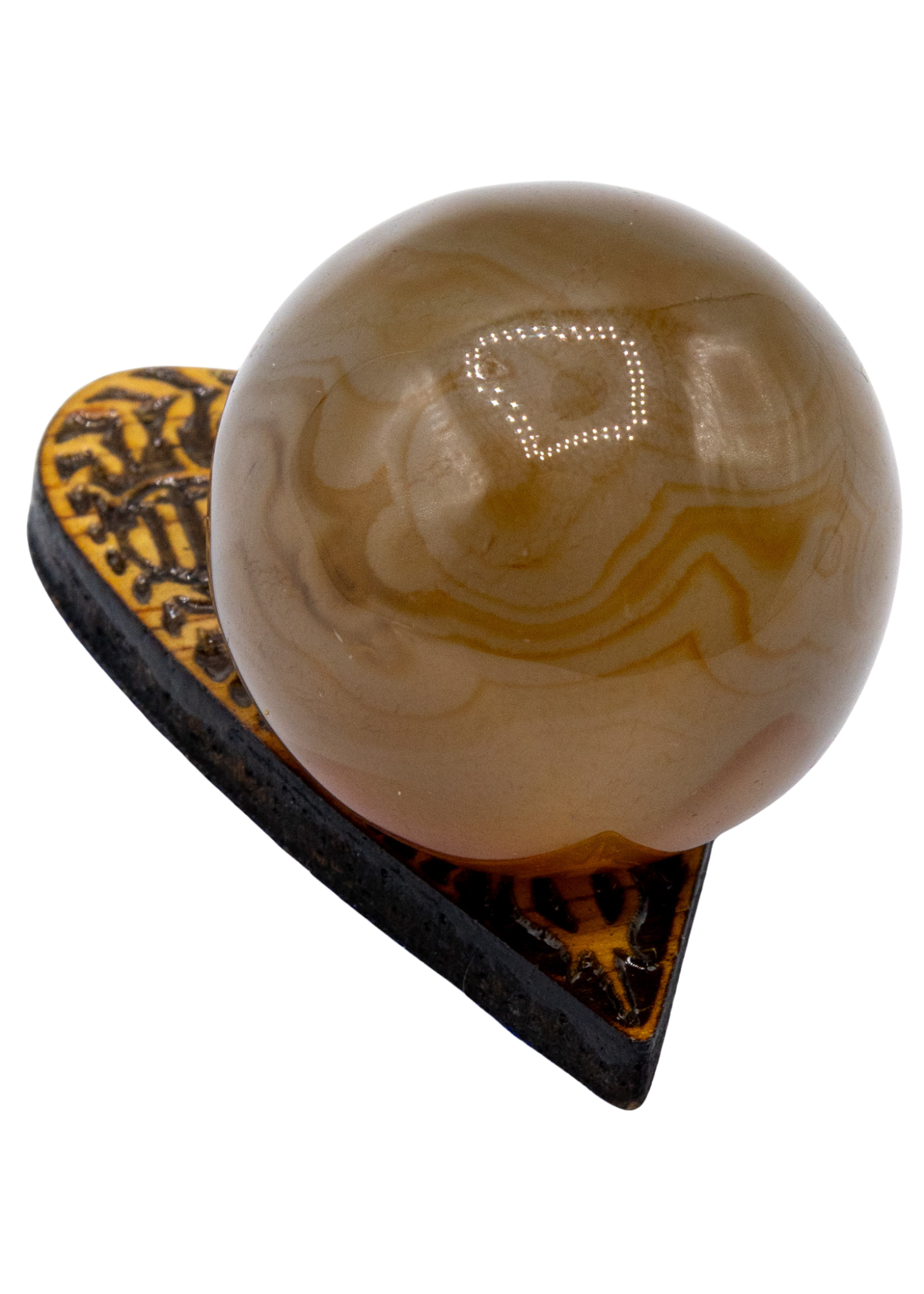 Planchette Wood Crystal Sphere Holder angle