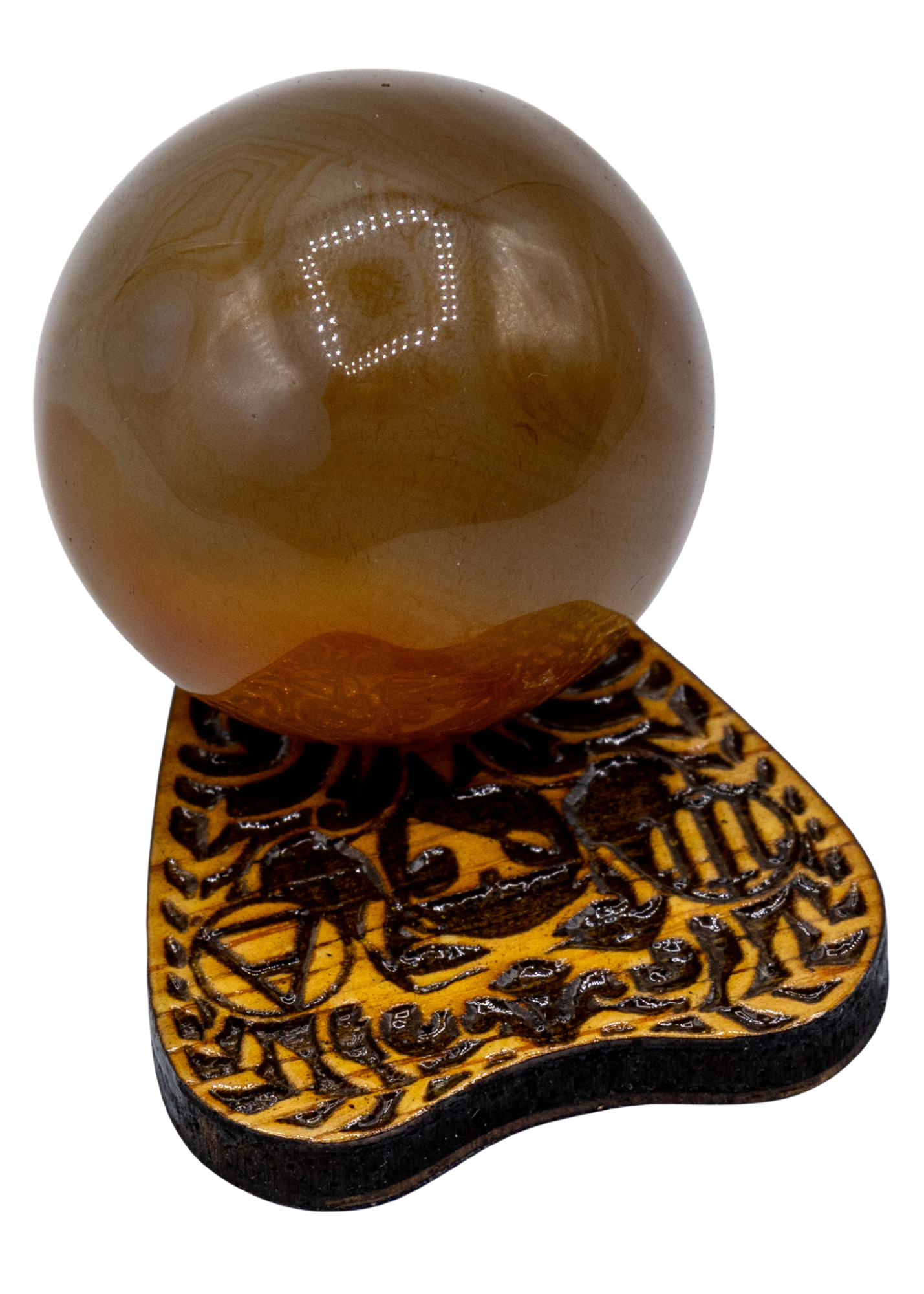 Planchette Wood Crystal Sphere Holder angle 2